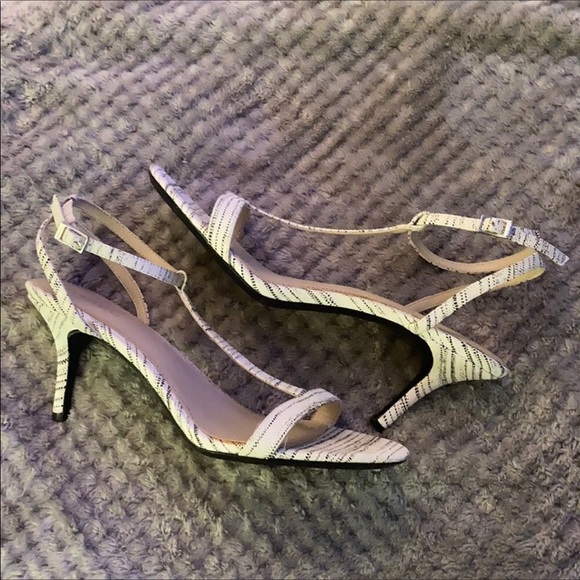 Calvin Klein White and Black Strappy Stiletto Short Heel - Picture 5 of 9